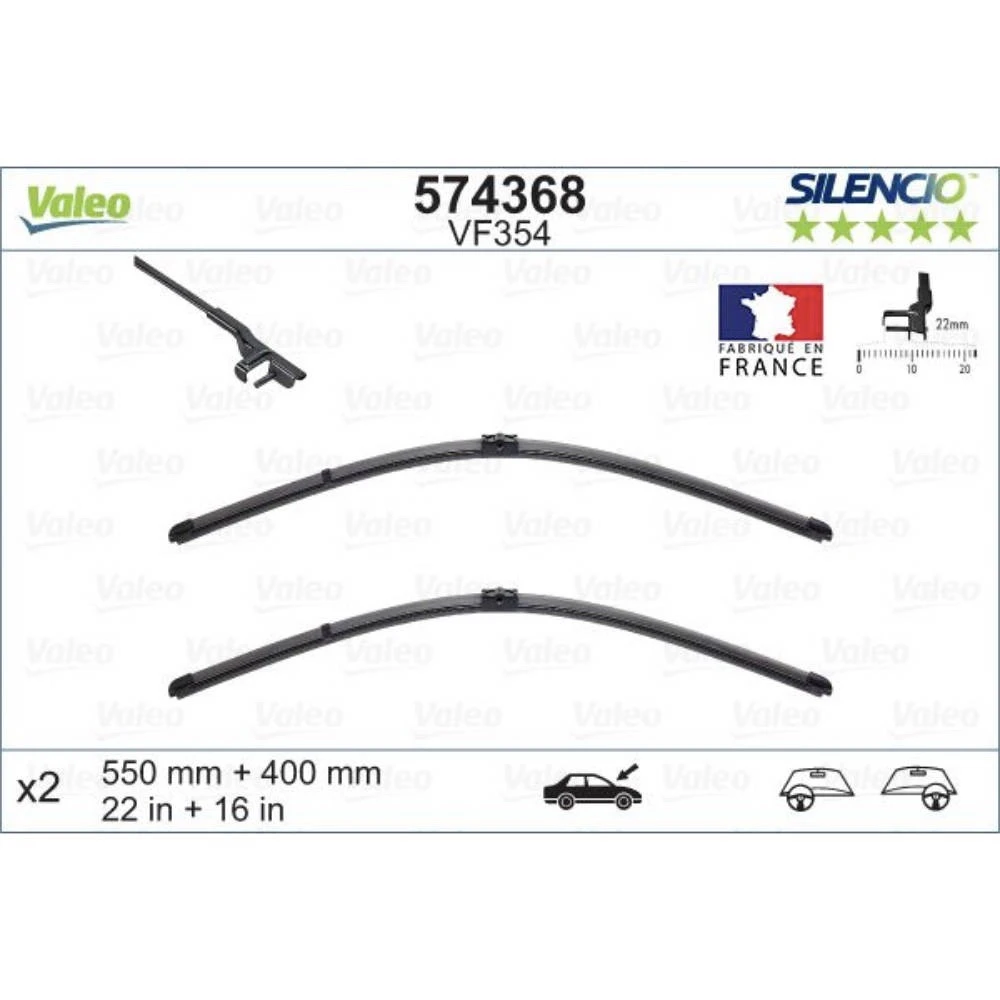Щітки склоочисника Valeo Silencio Flat для Alfa Romeo 147