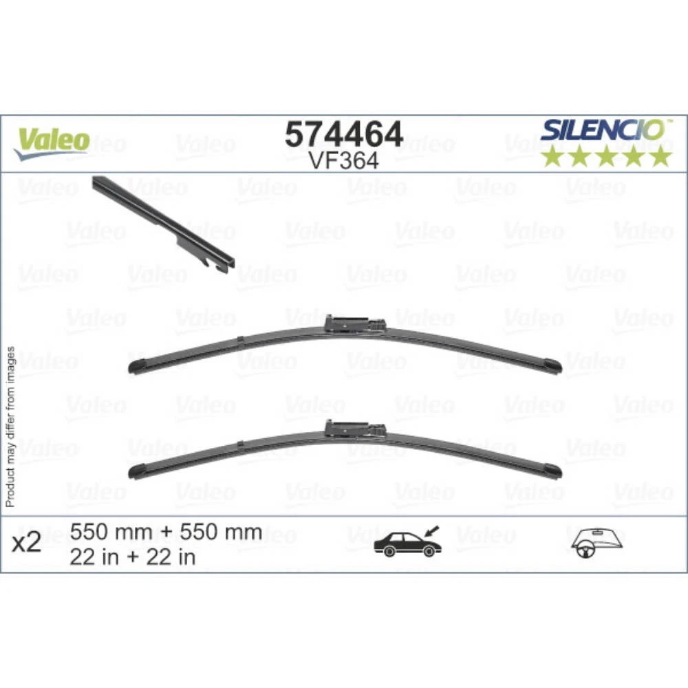 Sada předních stěračů Valeo Silencio Flat 550 a 550 mm pro Audi A6 Allroad 2006-2011