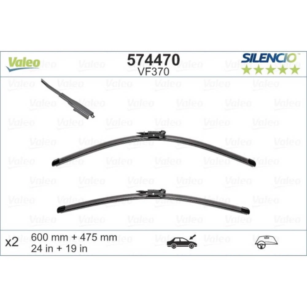Sada předních stěračů Valeo Silencio Flat 600 a 475 mm pro Alpina B3 | D3 2018-2026