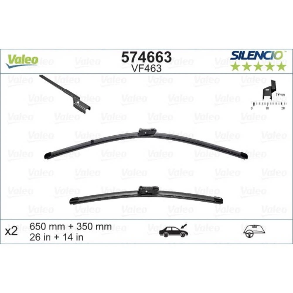 Sada předních stěračů Valeo Silencio Flat 650 a 350 mm pro Buick Encore 2017-2019