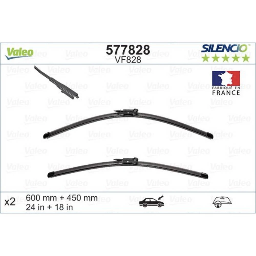 Sada předních stěračů Valeo Silencio Flat 600 a 450 mm pro BMW 4 Series 2013-2020