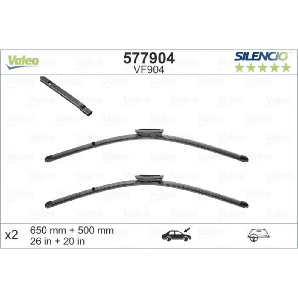 Sada předních stěračů Valeo Silencio Flat 650 a 500 mm pro Citroen Jumpy 3 2016-2026