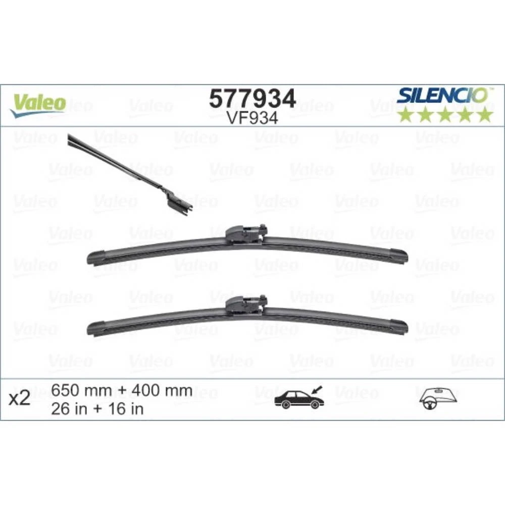 Sada předních stěračů Valeo Silencio Flat 650 a 400 mm pro Subaru Legacy 7 2019-2026