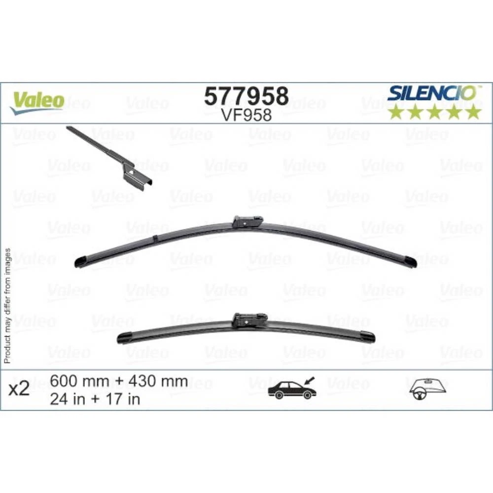 Sada předních stěračů Valeo Silencio Flat 600 a 430 mm pro Volvo EM90 2024-2026