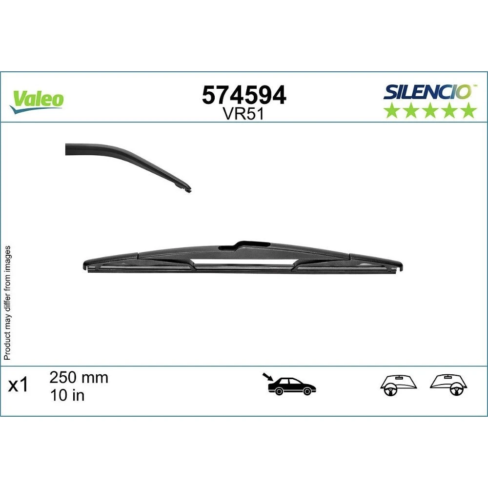 Zadní stěrač Valeo Silencio Rear 250 mm pro Jeep Compass 2 2017-2021